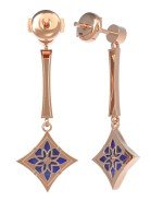 Серьги из золота c фианитом и лазуритом