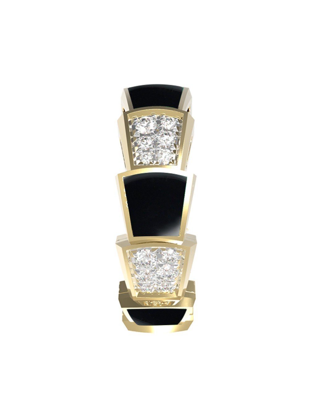 Кольцо из лимонного золота c бриллиантами и ониксом