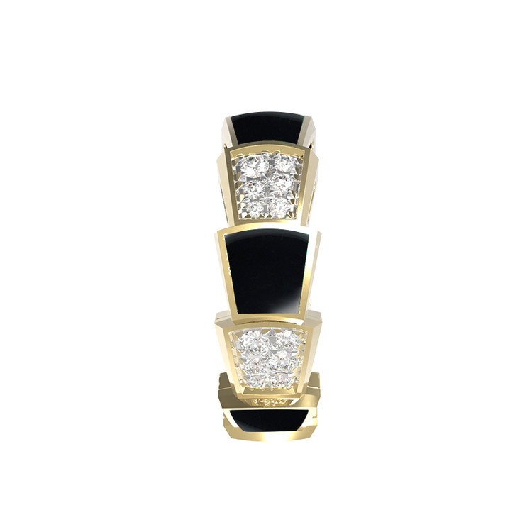 Кольцо из лимонного золота 585 пробы c бриллиантами и ониксом