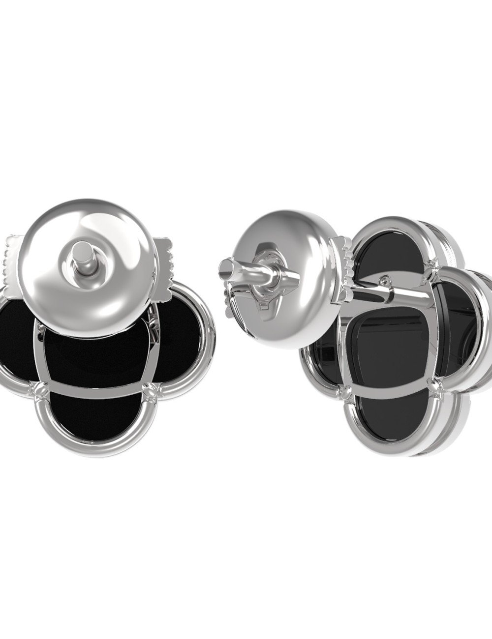 Серьги из белого золота c ониксом