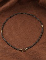 Гайтан из лимонного золота c кожаным шнурком