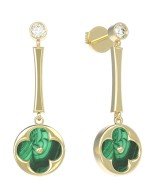 Серьги из лимонного золота c фианитом и малахитом