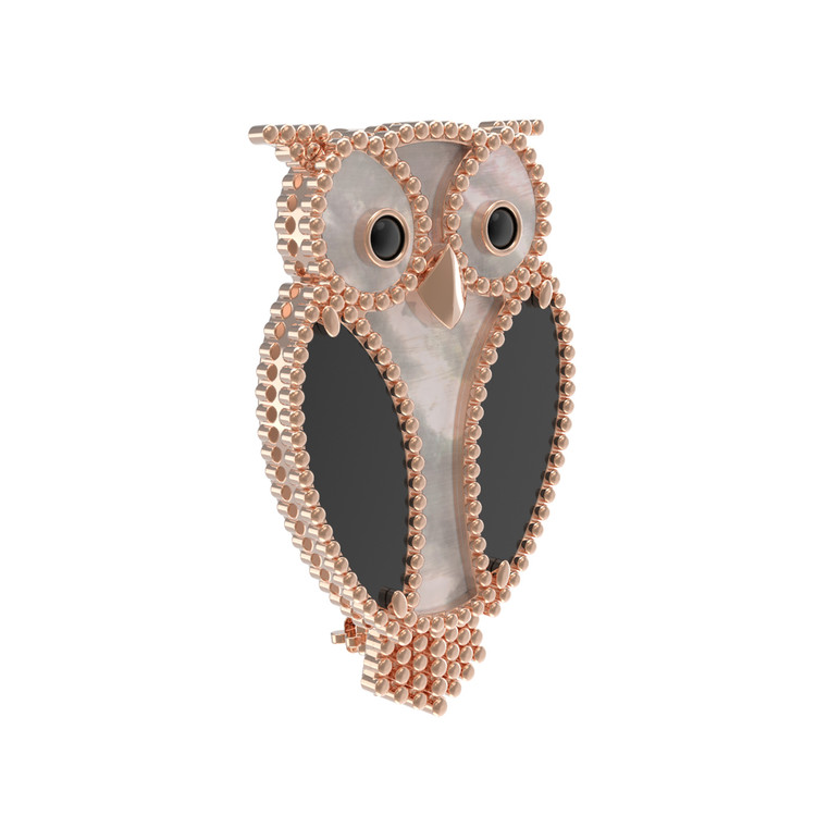 Брошь-подвеска из красного золота 585 пробы c эмалью, ониксом и перламутром