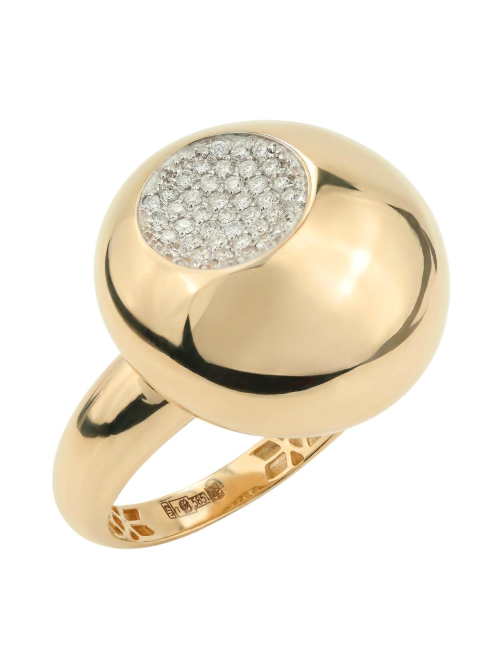 Кольцо из красного золота 585 пробы c бриллиантами