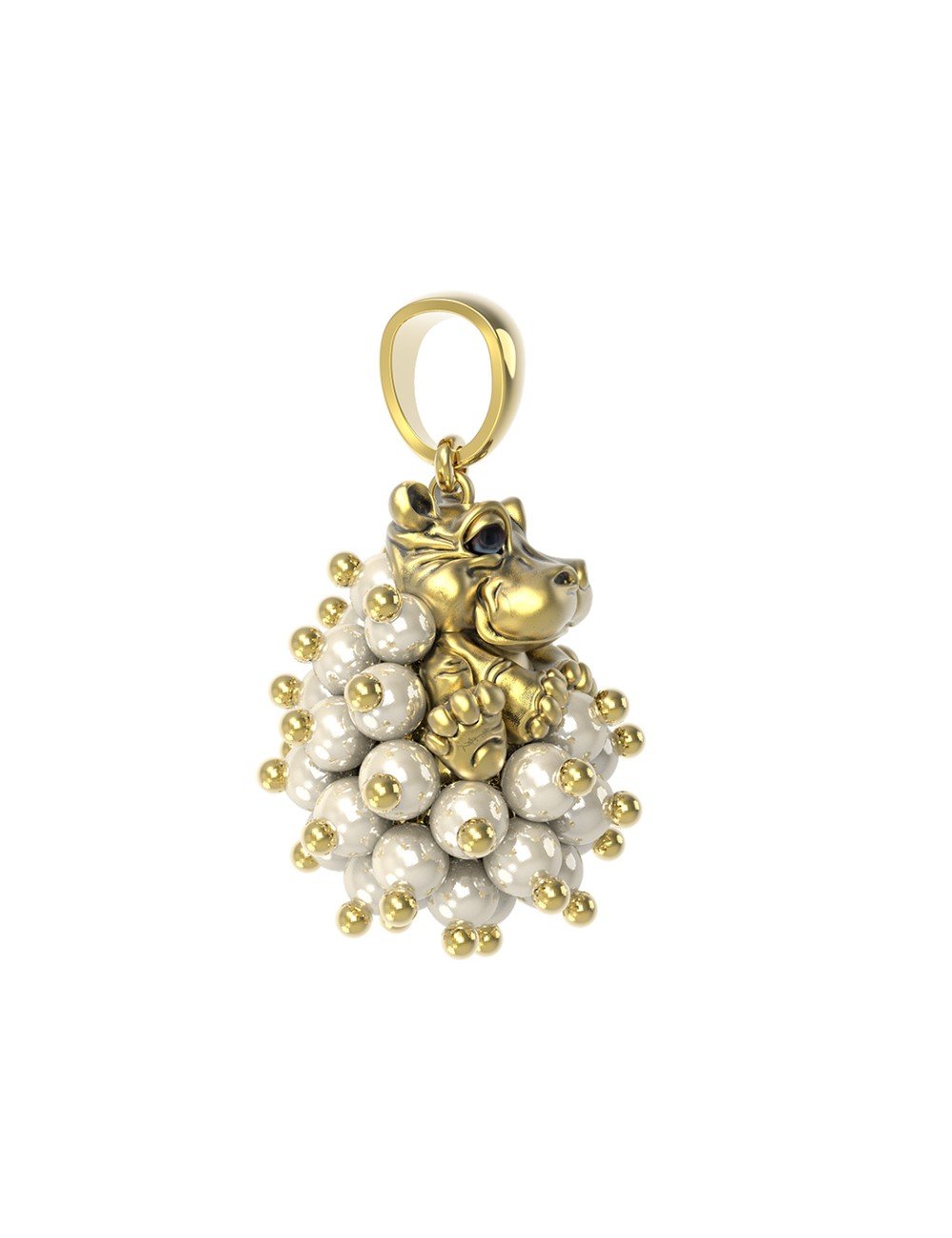 Подвеска из лимонного золота c эмалью и жемчугом