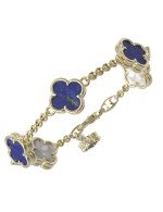 Браслет из лимонного золота c лазуритом и перламутром