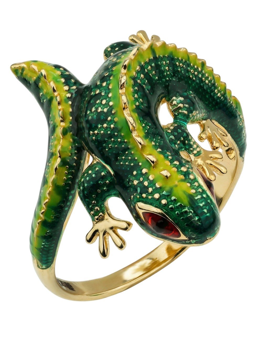 Кольцо из лимонного золота c эмалью