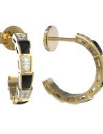 Серьги из лимонного золота c бриллиантами и ониксом