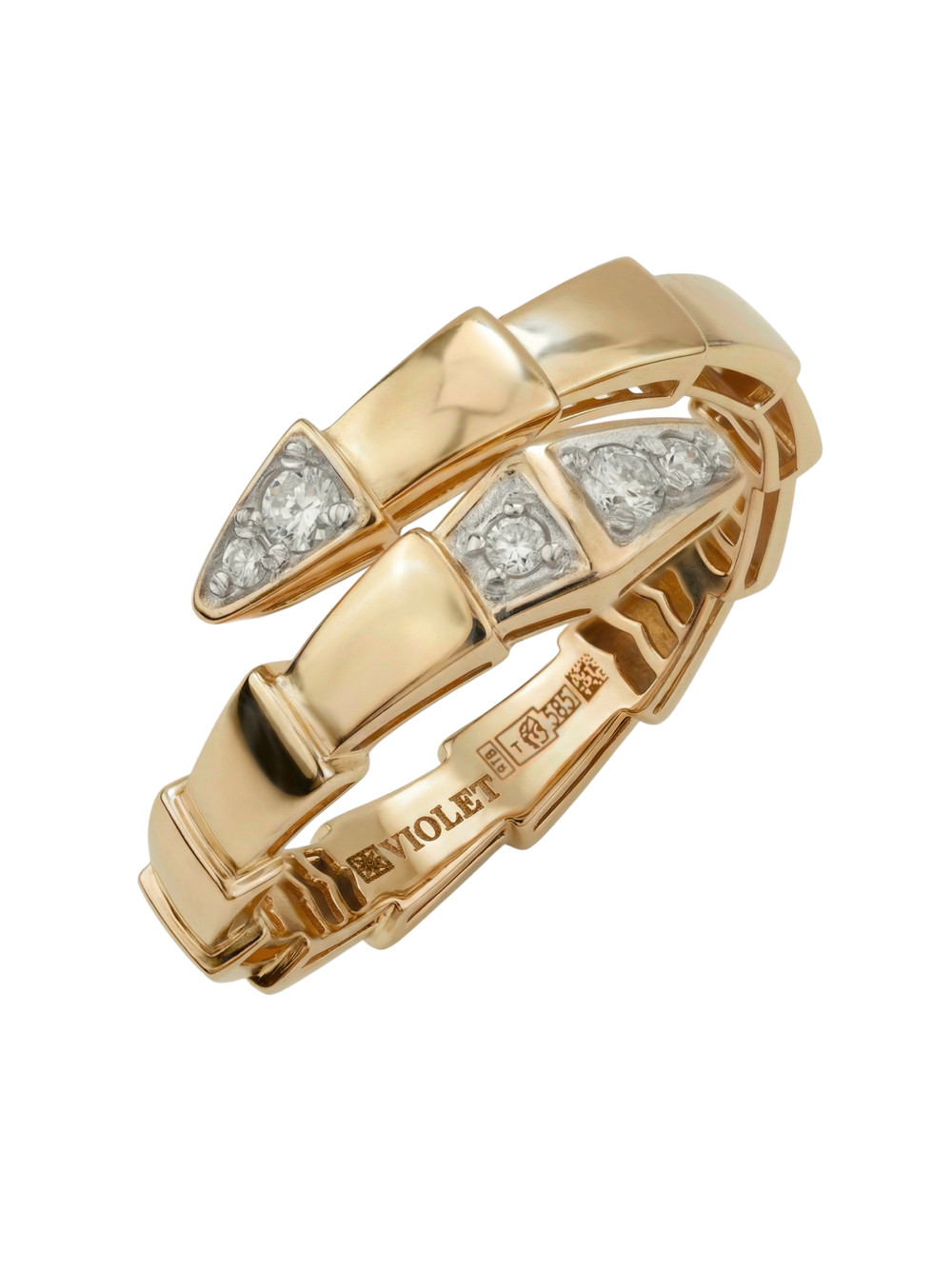 Кольцо из красного золота 585 пробы c бриллиантами