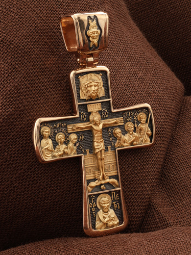 Крест из красного золота 585 пробы