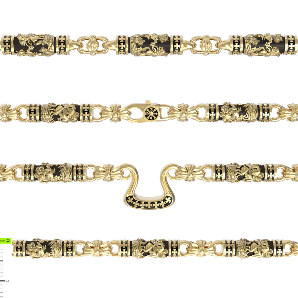 Цепь из лимонного золота 585 пробы c эбеновым деревом