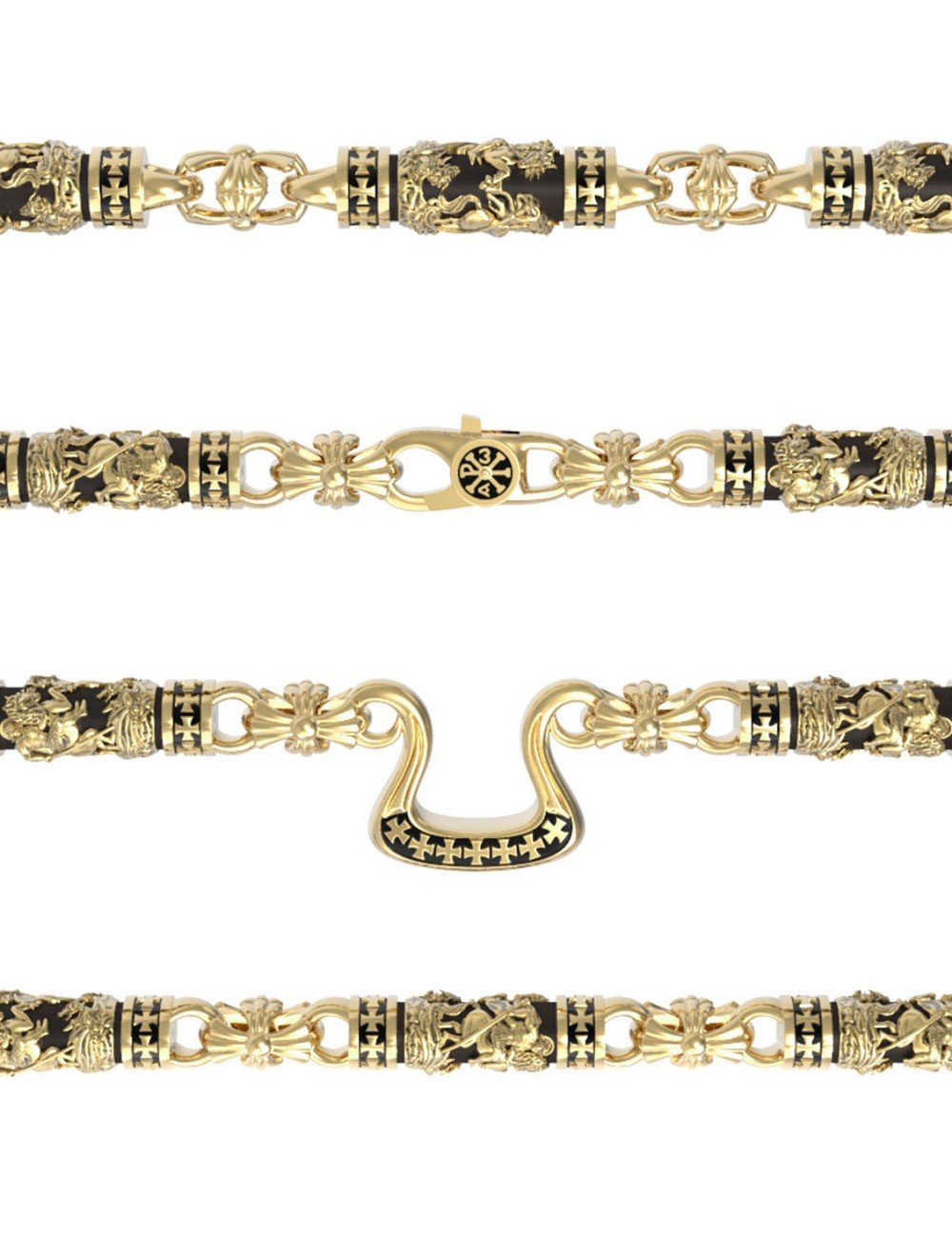 Цепь из лимонного золота c эбеновым деревом