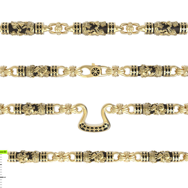 Цепь из лимонного золота 585 пробы c эбеновым деревом