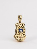 Подвеска из лимонного золота c эмалью, бриллиантами и рубином