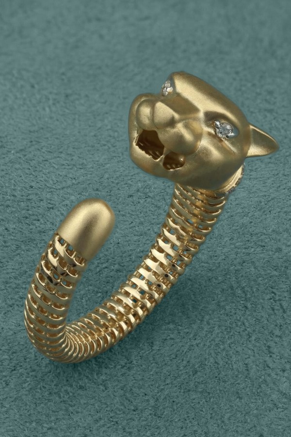 Кольцо из лимонного золота 585 пробы c бриллиантами