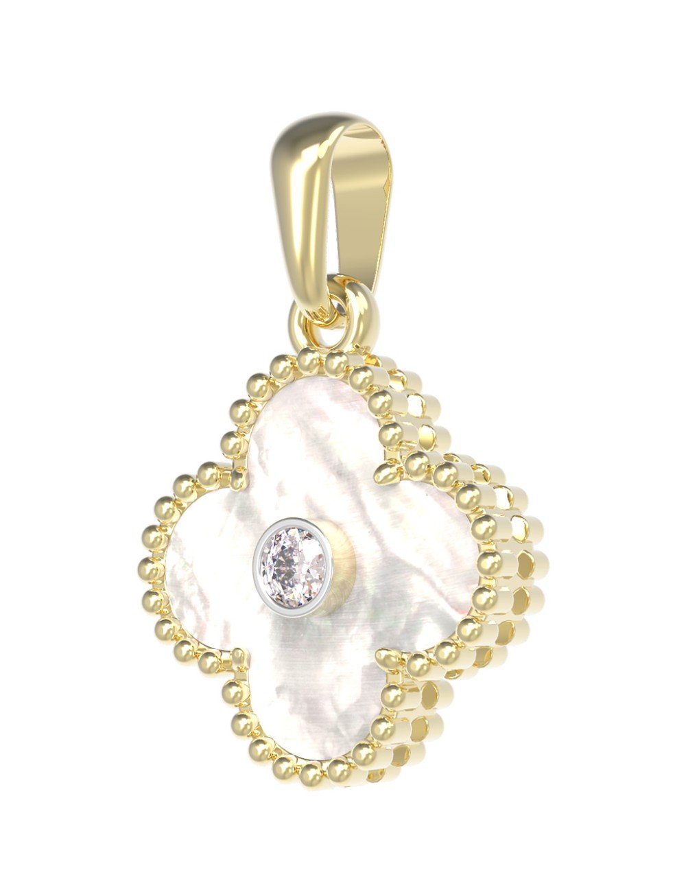 Подвеска из лимонного золота c бриллиантами и перламутром