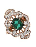 Кольцо из золота c бриллиантами и изумрудом