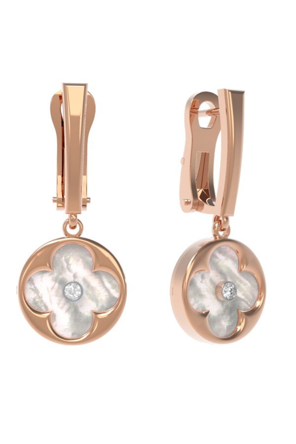 Серьги из золота c бриллиантами и перламутром