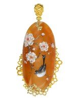 Подвеска из лимонного золота c росписным янтарём