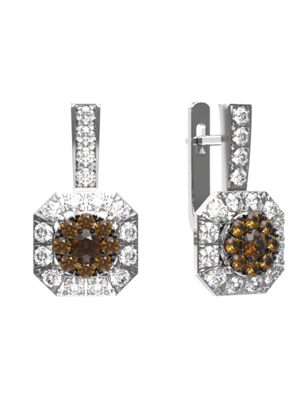 Серьги из белого золота c бриллиантами