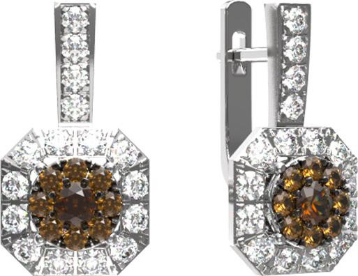 Серьги из белого золота 585 пробы c бриллиантами