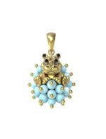 Подвеска из лимонного золота c эмалью и бирюзой