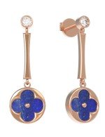 Серьги из золота c фианитом и лазуритом