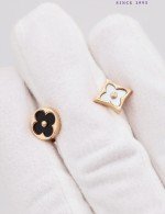 Серьги из золота 585 пробы c ониксом и перламутром