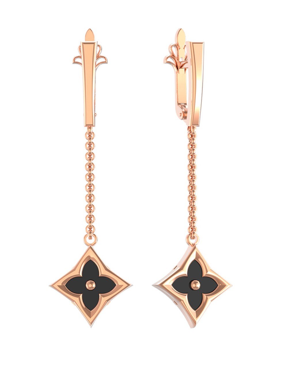 Серьги из золота c ониксом