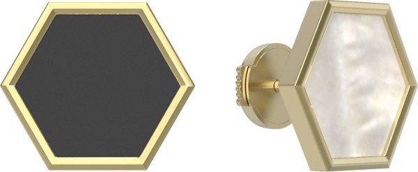 Серьги из лимонного золота c ониксом и перламутром