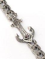 Браслет из серебра и золота c бриллиантами и рубином