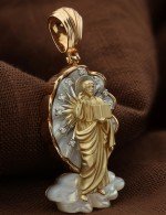 Образок из золота c бриллиантами и перламутром