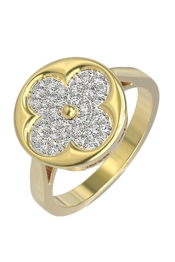 Кольцо из лимонного золота c бриллиантами