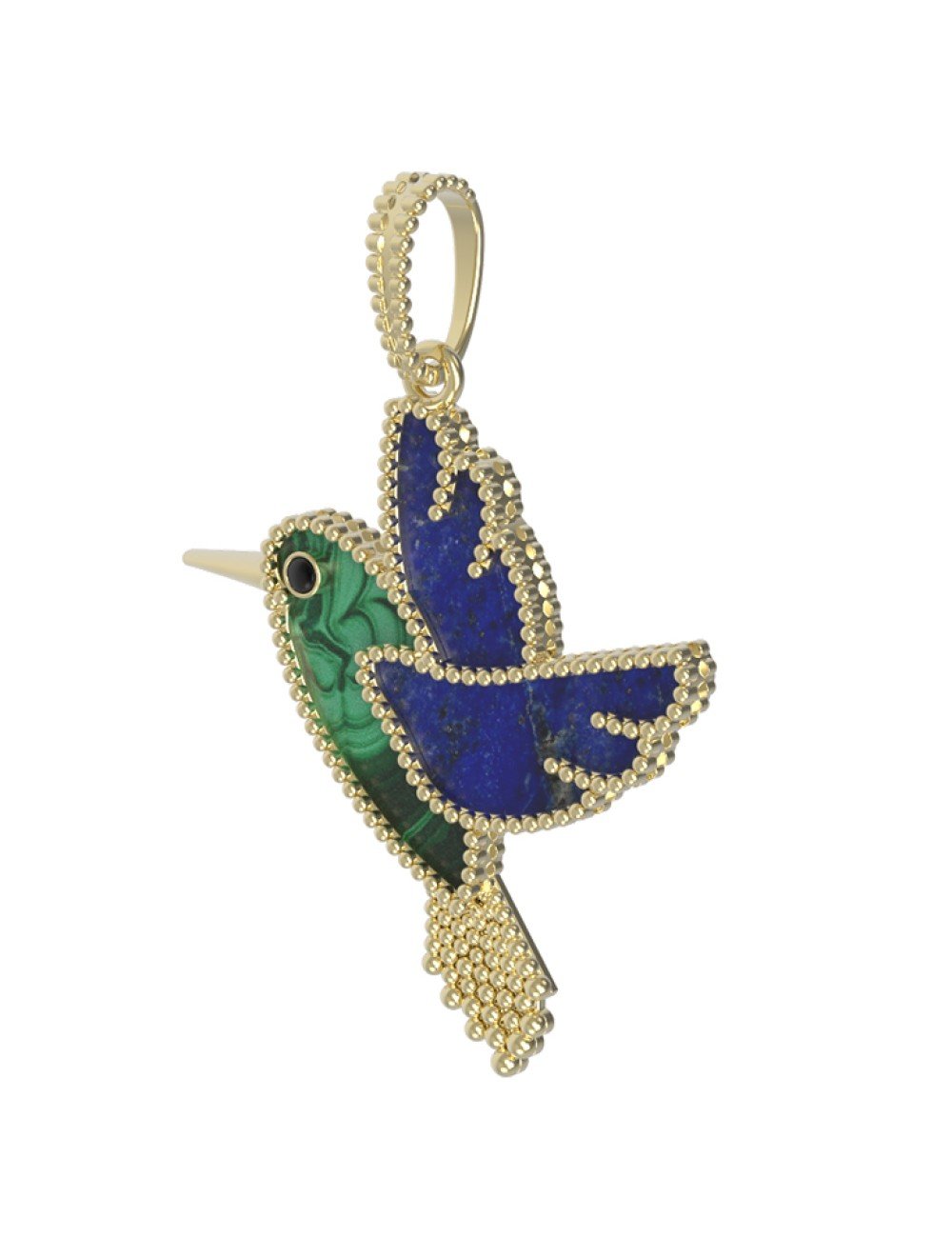 Подвеска из лимонного золота c эмалью, лазуритом и малахитом