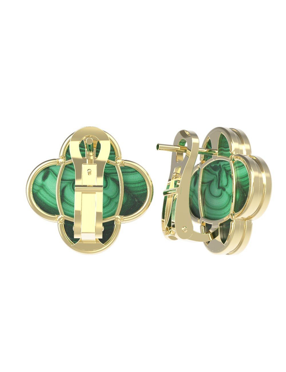 Серьги из лимонного золота c малахитом