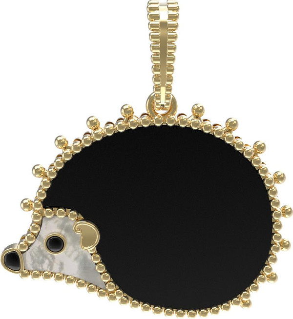 Подвеска из лимонного золота 585 пробы c эмалью, ониксом и перламутром