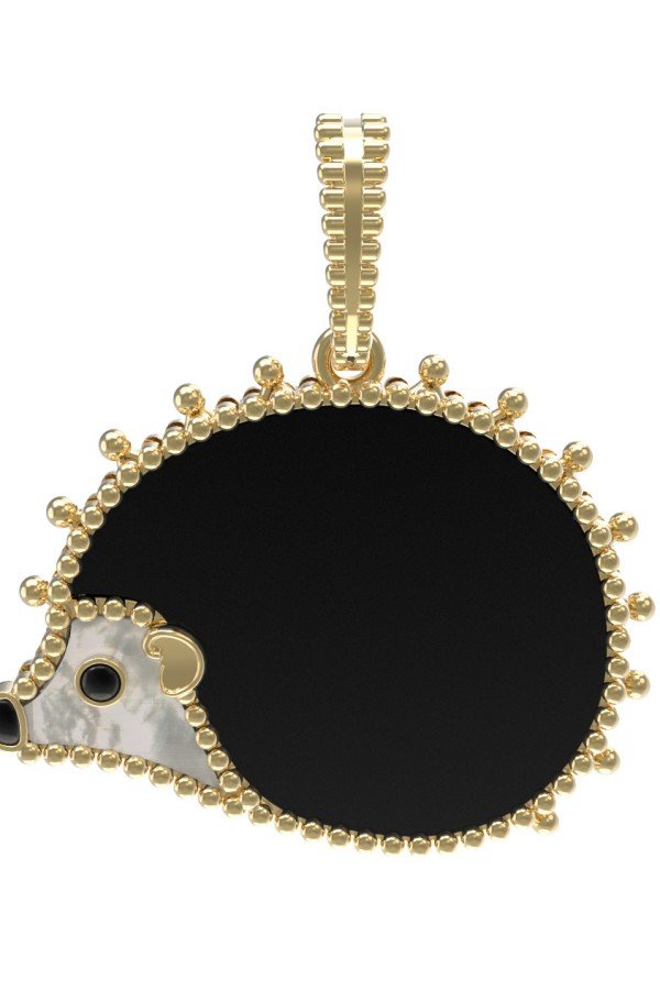 Подвеска из лимонного золота c эмалью, ониксом и перламутром