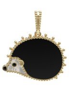 Подвеска из лимонного золота c эмалью, ониксом и перламутром