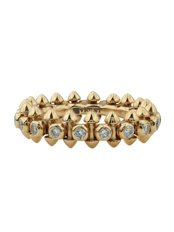 Кольцо из красного золота 585 пробы c бриллиантами