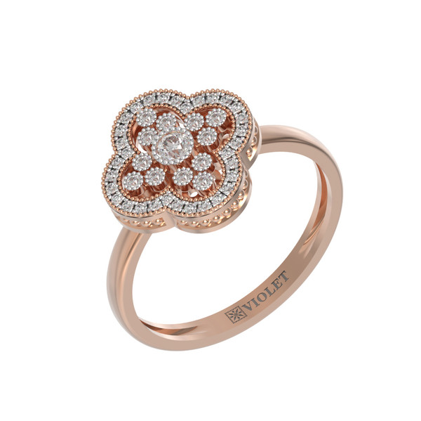 Кольцо из красного золота 585 пробы c бриллиантами