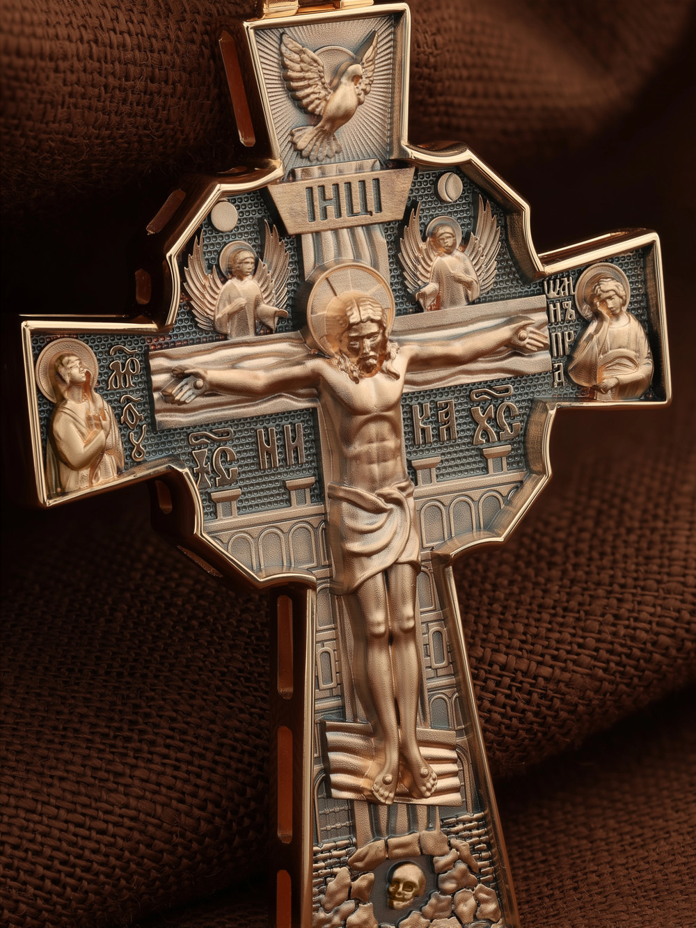 Крест из красного золота 585 пробы