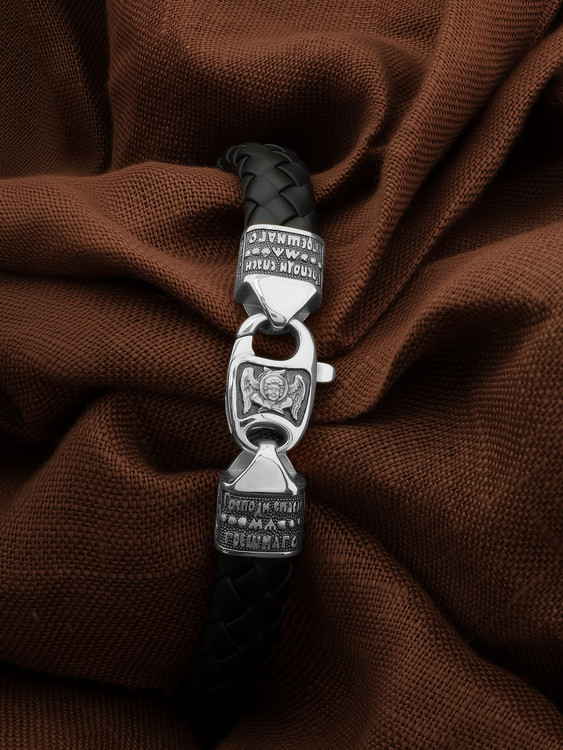 Браслет из белого золота 585 пробы c шнурком