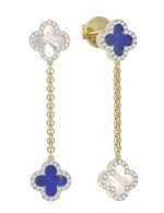 Серьги из лимонного золота c бриллиантами, лазуритом и перламутром