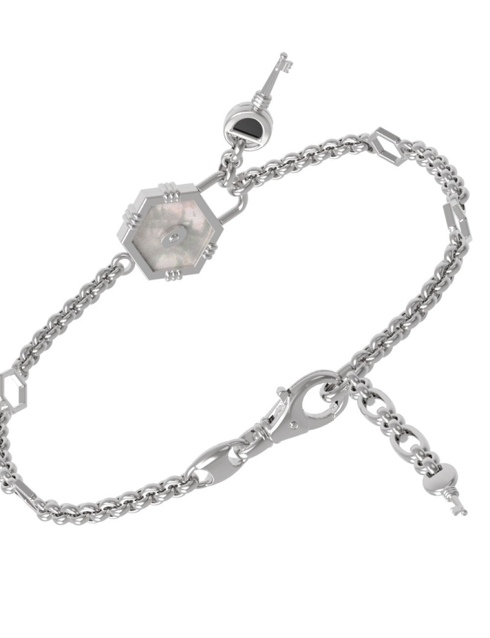 Браслет из белого золота c ониксом и перламутром