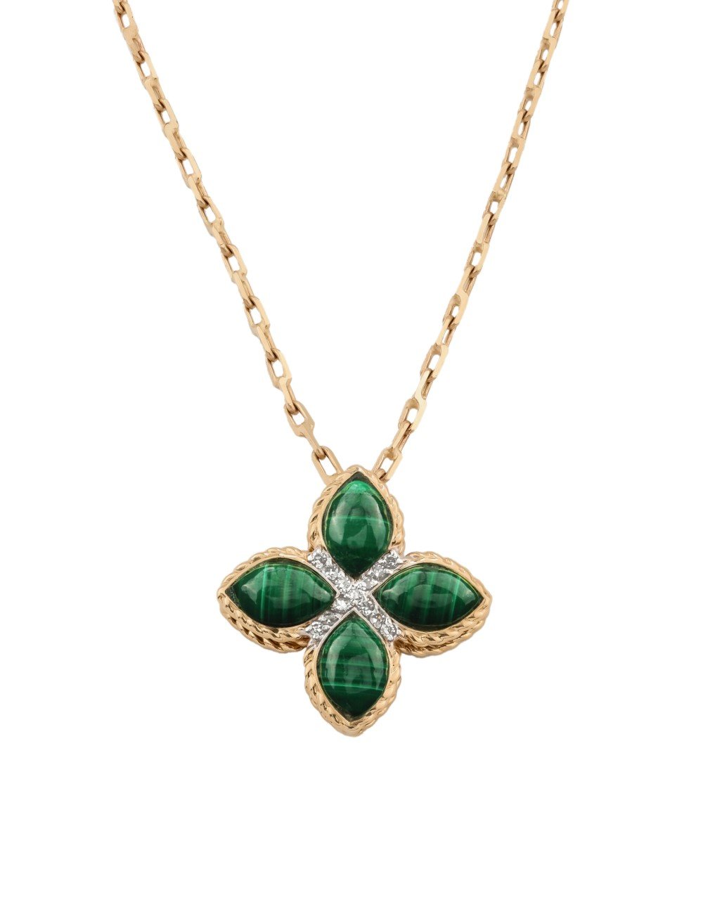 Колье из золота c бриллиантами и малахитом