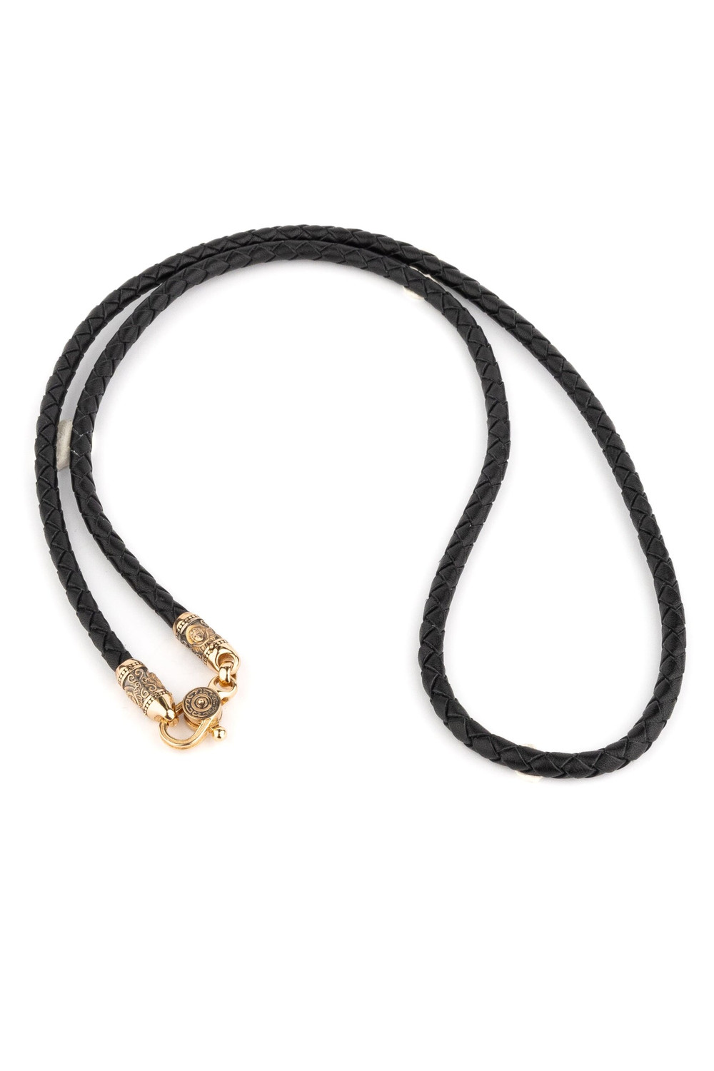 Цепь-шнурок кожа из красного золота 585 пробы c кожаным шнурком