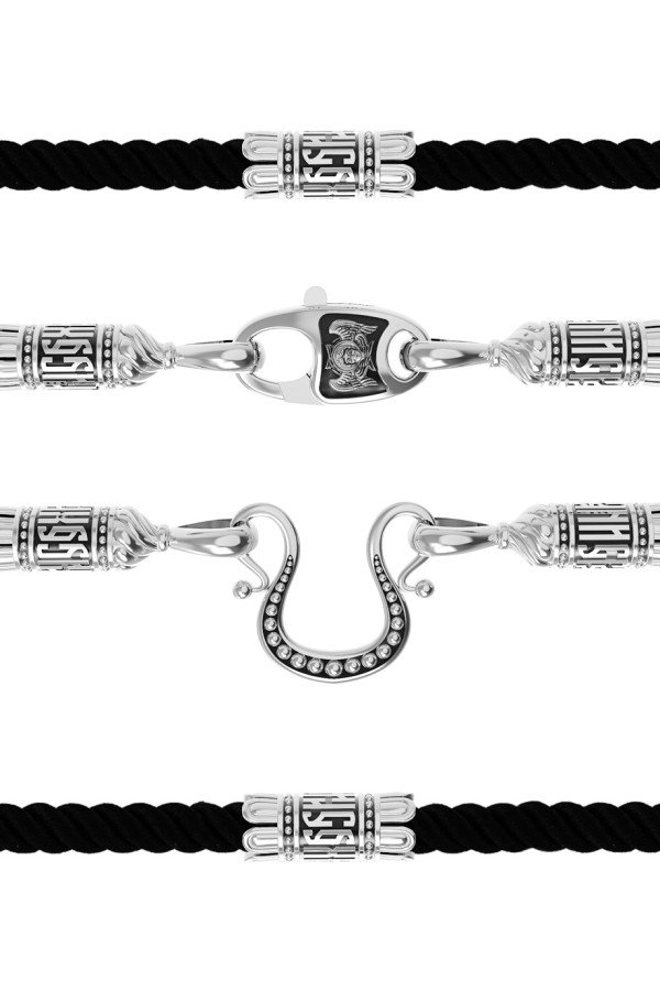 Шнурок шёлковый из белого золота c шёлковым шнурком