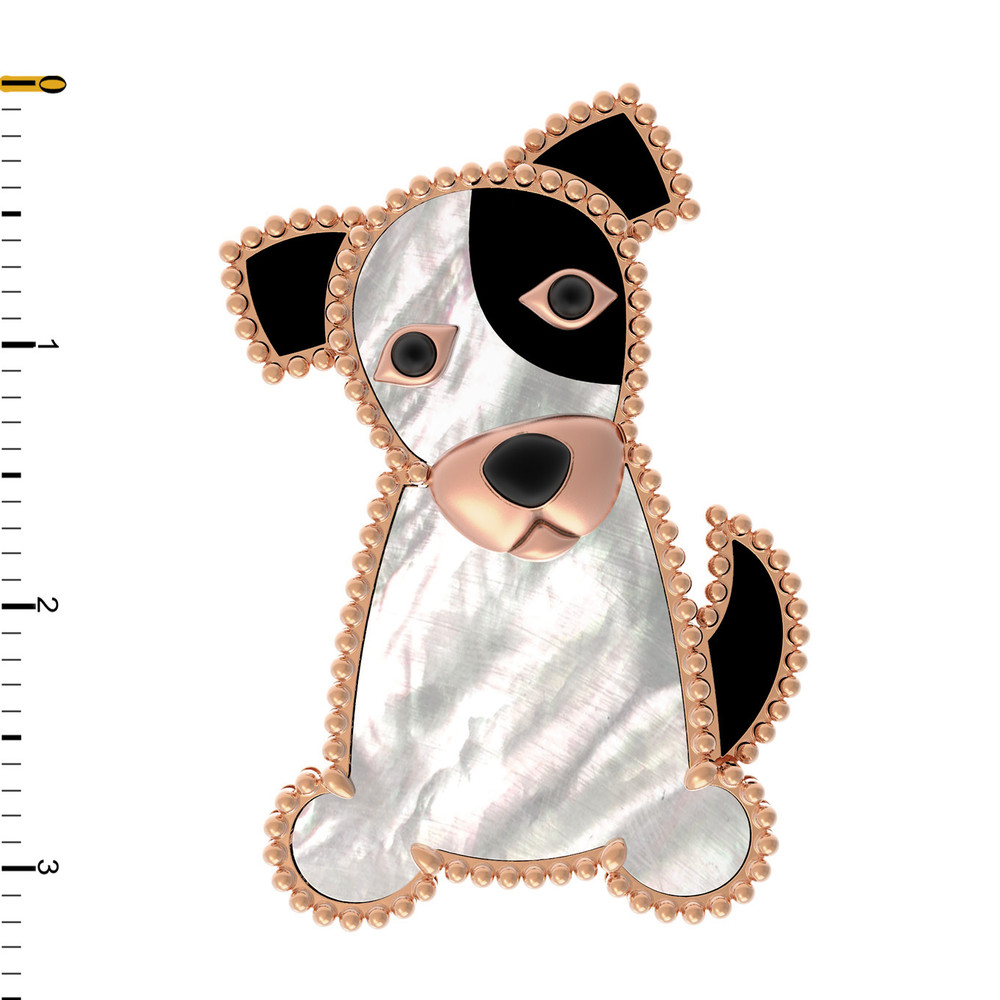 Брошь-подвеска из красного золота 585 пробы c эмалью, ониксом и перламутром