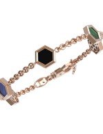 Браслет из золота c ониксом, лазуритом, малахитом и перламутром