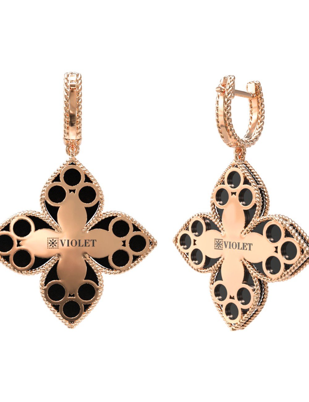 Серьги из золота c бриллиантами и ониксом